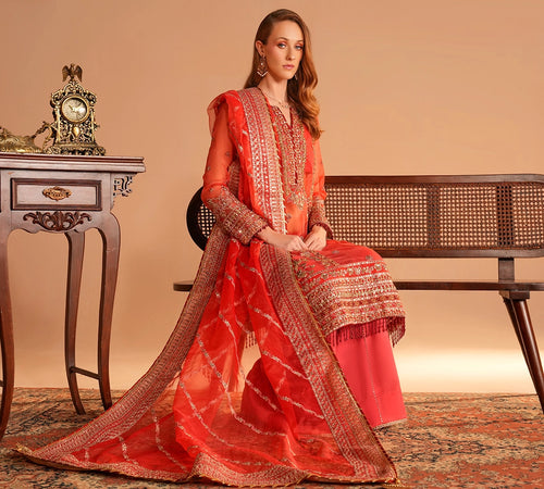 Traditional Formal Ensemble in Rich Shades of Coral & Red
