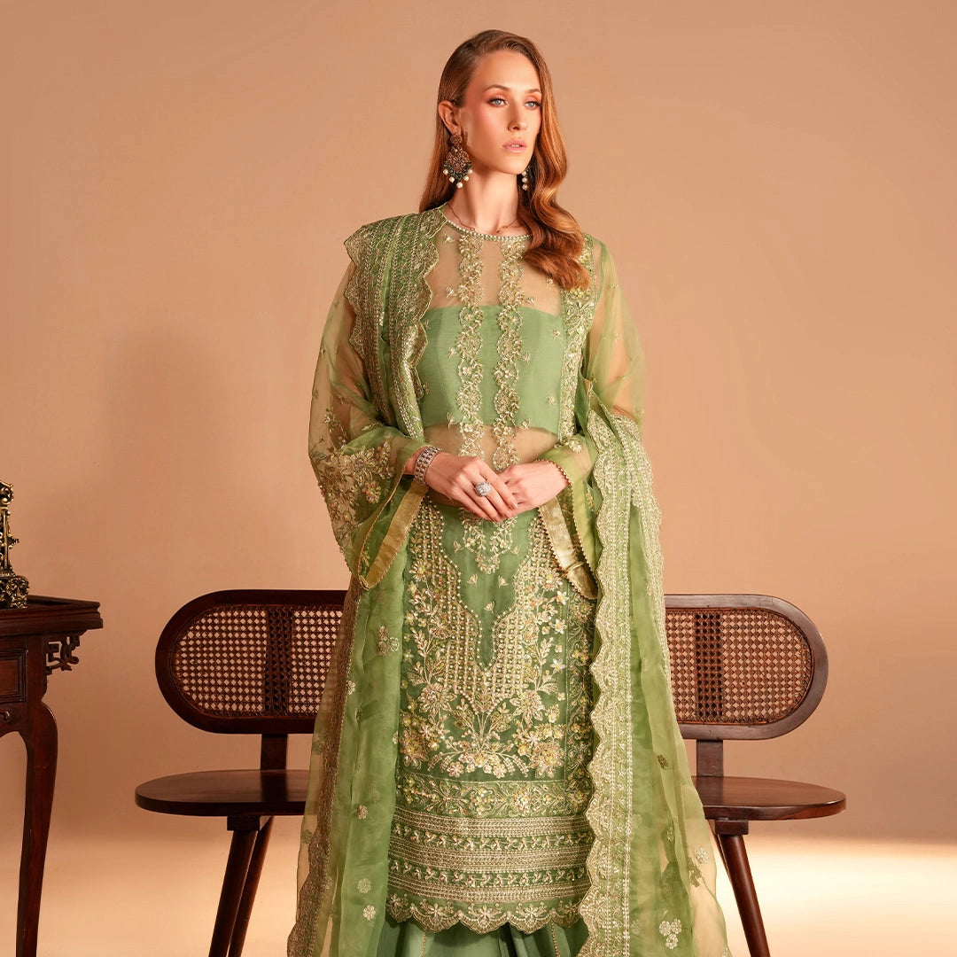 Celadon Green Organza Attire